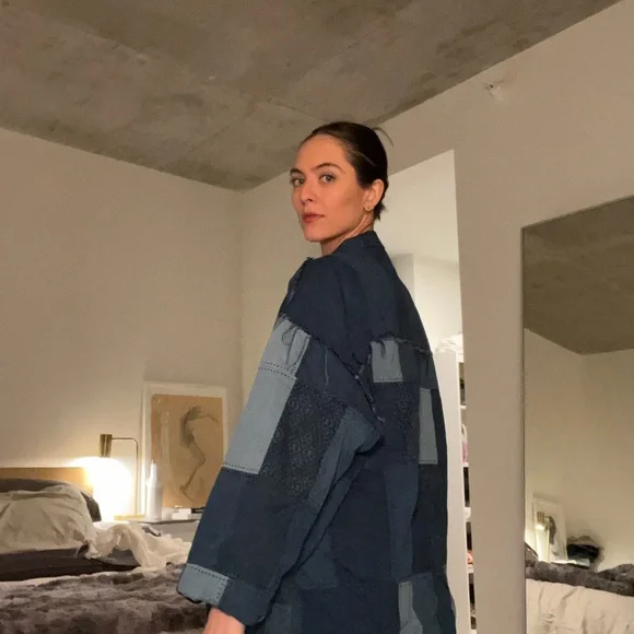 Monki Denim Patch Work Jacket M/L - Picture 6 of 13